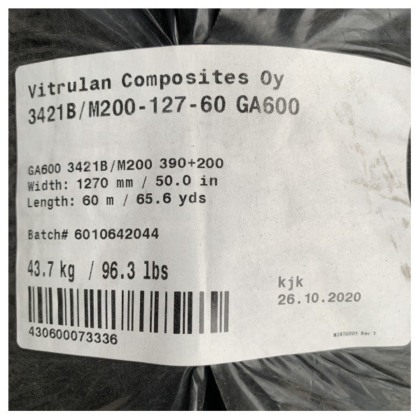Vitrulan GA600 Marin Glasfiber Komposit Tyg 1270mm L60m