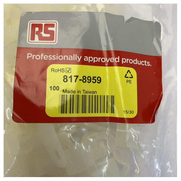 RS 817-8959 Kabelclips Polyeten (PE) 100 stycken Marin kabelhantering