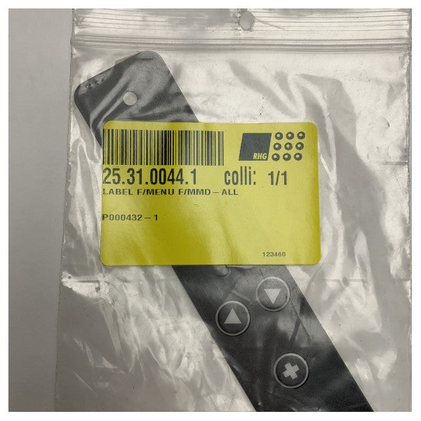 Etiqueta del panel de control de Hatteland Marine - P000432-1