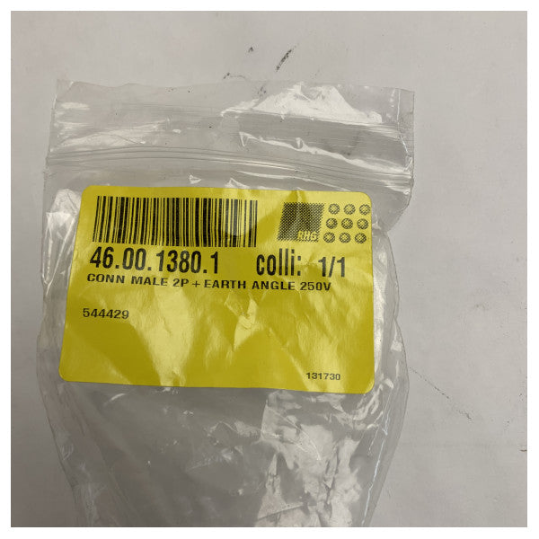 Universel 2-pins hanstik med jord, 250V, marinklasse, holdbar, kompakt design