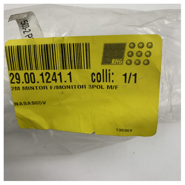 كابل مراقبة 3 دبابيس من الدرجة البحرية بطول 2 متر مع قابس طاقة - NASAS65V