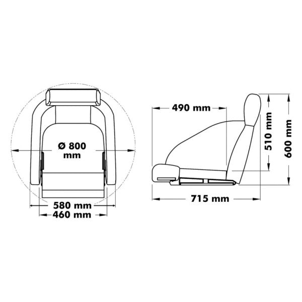 Osculati Padded Pilot Seat Foldable H54 - 48.410.11