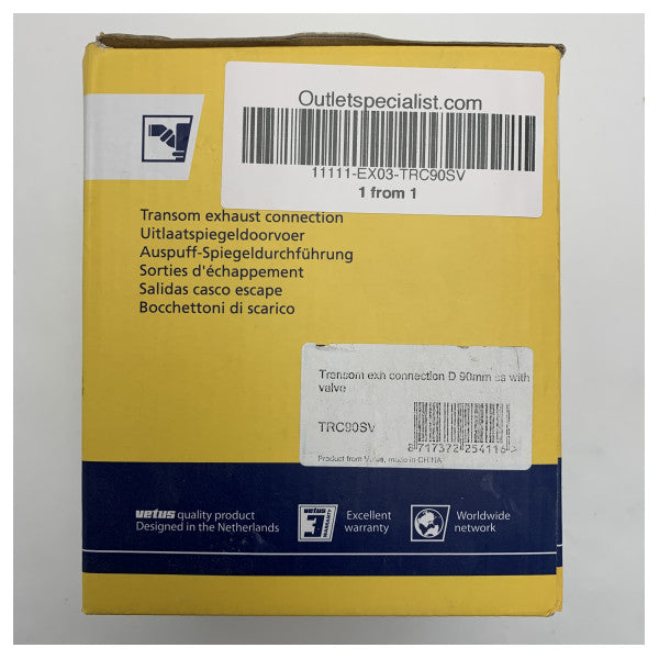 Vetus rustfri udstødningsforbindelse til agterspejl TRC90SV - 90 mm