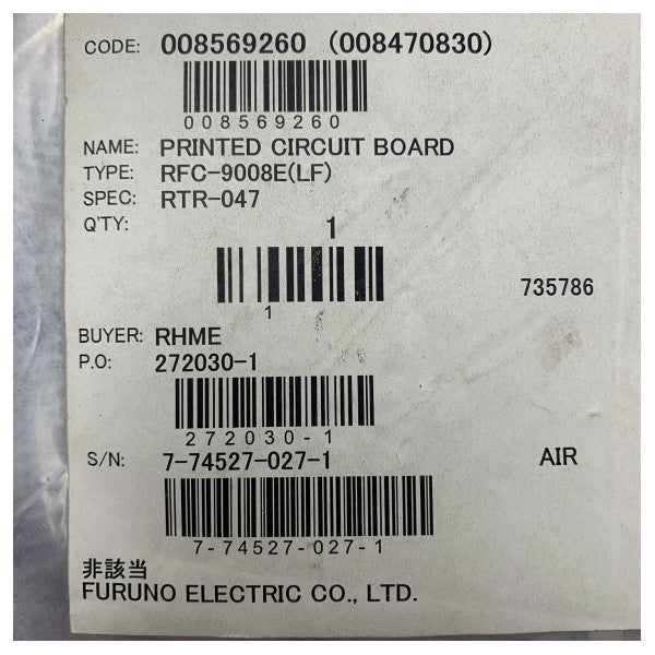 Furuno PCB RFC-9008E Tulostettu piirilevy FAR2835SW:lle - 008-570-640