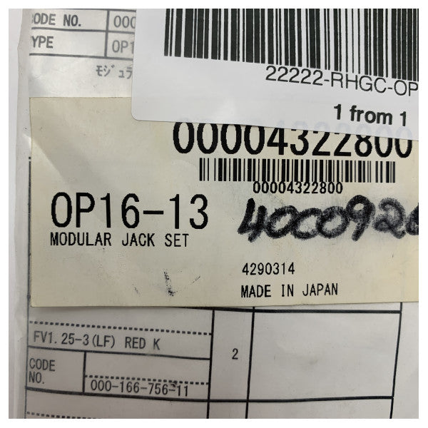 Set di connettori modulari Furuno Marine Grade OP16-13 con cavo da 3 m - 000-0432-28-00