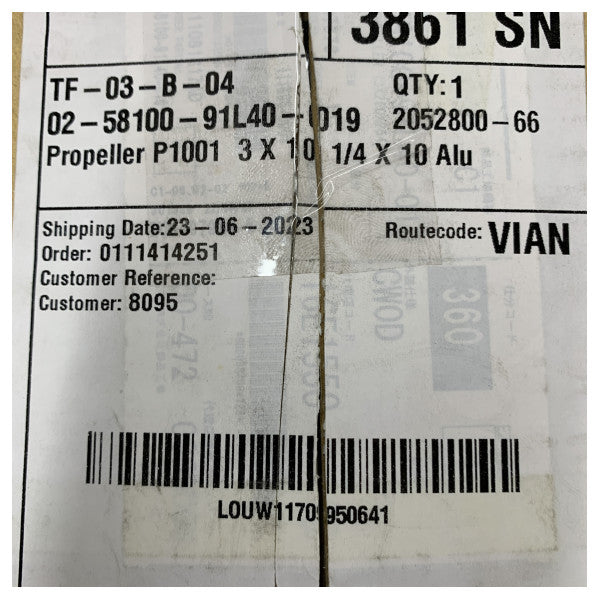 Hélice de aluminio Suzuki 10 1/4 x 10 para motor fuera de borda - 58100-91L40-019