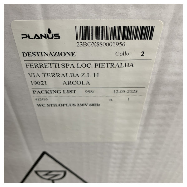Planus Stilo Plus Electric Marine Toilet 230V 60Hz with SoftClose