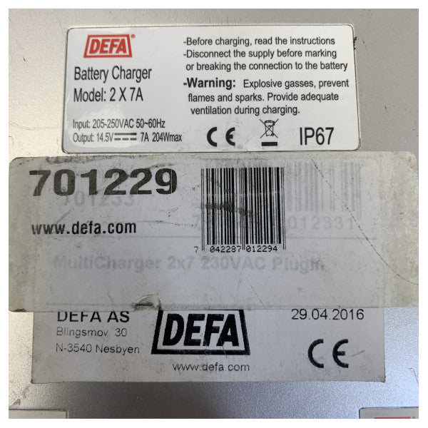CARICABATTERIE Defa MarineCharger 2x 7A 12V