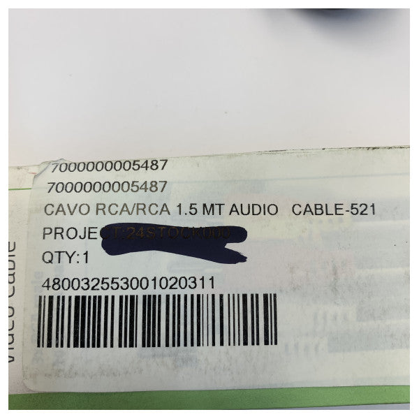 RCA til RCA Lyd/Video Kabel - 1,5m - Underholdningssystem