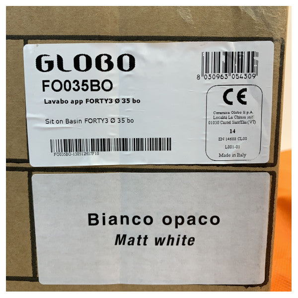 Globo Forty3 Wasbashin Sink D35 H16 cm Mat White - FO035BO-130512H17F10