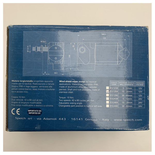 Speich Marine Grade 12V Waterproof Wiper Motor 30 mm - ES1264