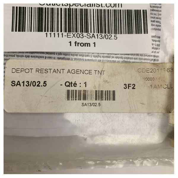 Senga Marine Messing Sikkerhetsventil sett SA13/02.5 2.5 Bar 1/4 tomme