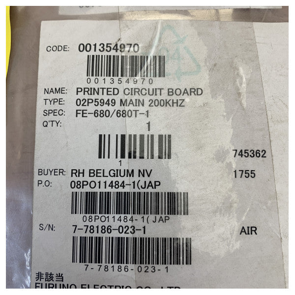 Carte principale Furuno FE-680 FE-680T-1 02P5949 PCB sondeur 200 kHz