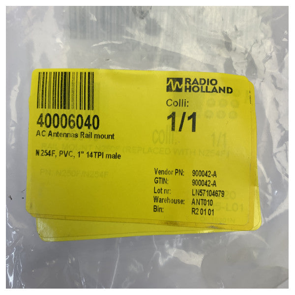 AC Antennas N254F حامل تثبيت على السكة - حامل هوائي PVC - 1 بوصة 14TPI - معدات يخت بحرية