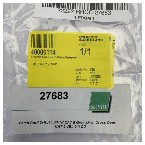 Bechtle Crossover Cat5 Patch кабел RJ45 - 2m мрежов кабел - 27683