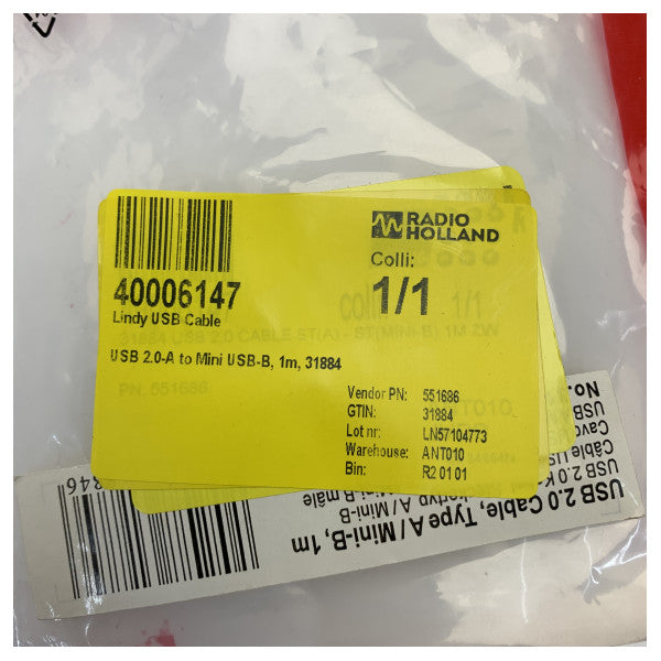 Lindy USB 2.0-kabel Typ A till Mini-B - 1m - 31884