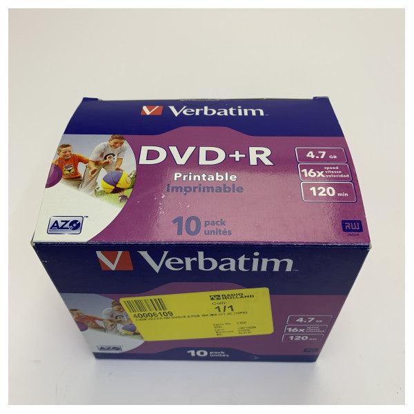 Verbatim 43508 DVD+R 4.7GB 16X قابل للطباعة بالحبر - 10 قطع في علبة Jewel