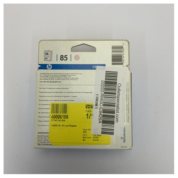 HP 85 wkład atramentowy jasna magenta C9429A - oryginalny