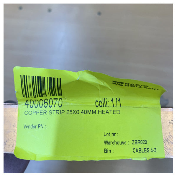 Copper Strip 25x0.40mm Heated Marine Electrical Component