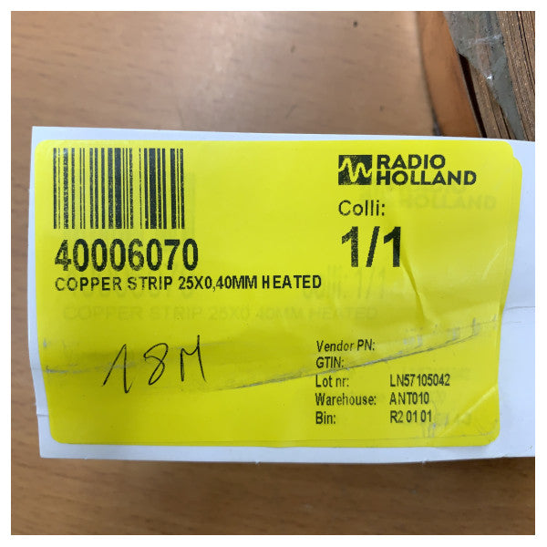 Copper Strip 25x0.40mm Heated Marine Electrical Component