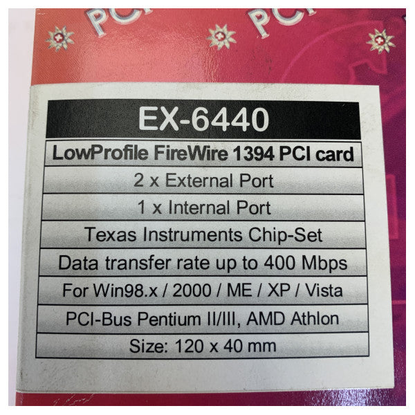 EXSYS EX-6440 FireWire 1394 lavprofil PCI-kort - IEEE 1394a-controller