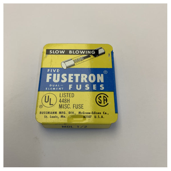 Bussmann MDL 1/2 Glass Fuse 0.5A Slow-Blow 5x25mm - Marine Electrical Fuse