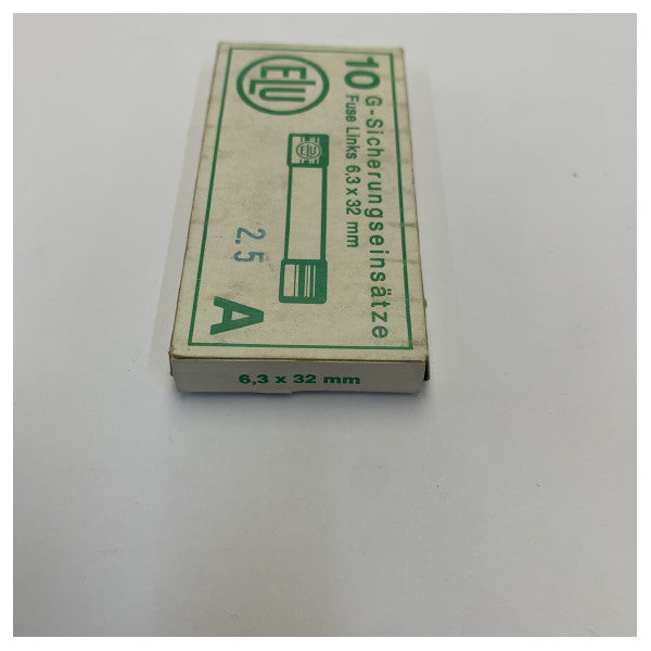 صمام ELU الزجاجي 6x30 مم 2.5A بطيء الانصهار - فيوز كهربائي بحري