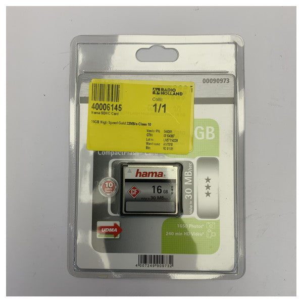 Hama CompactFlash kartica 16GB High Speed Gold 22MB/s Class 10 memorijska kartica