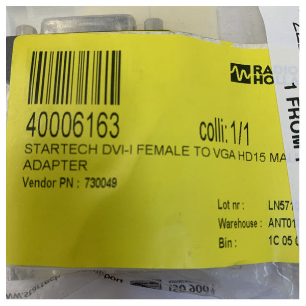 StarTech DVI-I till VGA-adapter - DVI-I hona till VGA HD15 hane - DVIVGAFMBK
