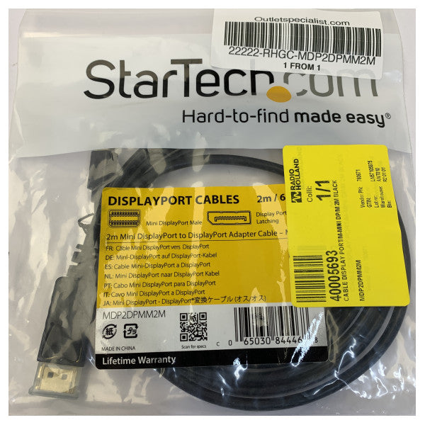 StarTech Mini DisplayPort till DisplayPort-kabel 2 m - svart - MDP2DPMM2M