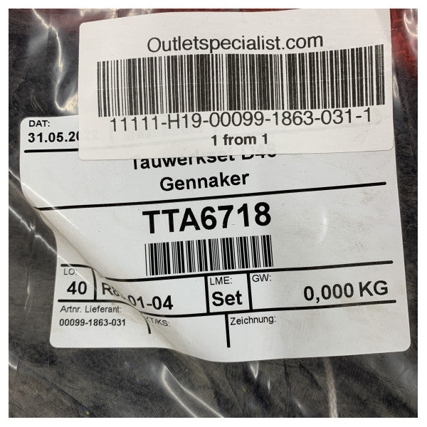 Liros Herkulus Color 29 Gennaker-repset - 2x 28M svart + 1x 50M röd