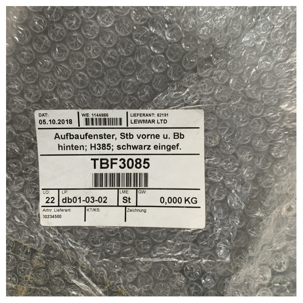 Lewmar Hanse 385 tylne okno nadbudówki - czarne - okno łodzi - 30234500