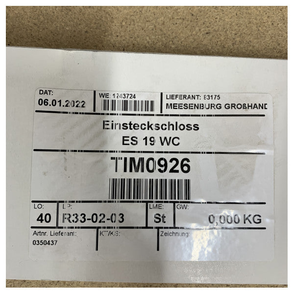 Infällningslås ES 19 WC Built-in lock - Hanse Yachts Hardware