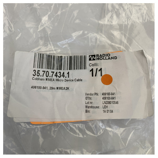 Cobham NMEA 2000 Micro -laitekaapeli 20 m - 406100-941 NMEA2K merielektroniikka