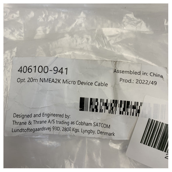 Cobham NMEA 2000 Micro -laitekaapeli 20 m - 406100-941 NMEA2K merielektroniikka