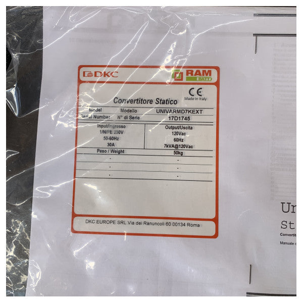 DKC Convertitore statico di tensione e frequenza 7 kVA 120V 60 Hz