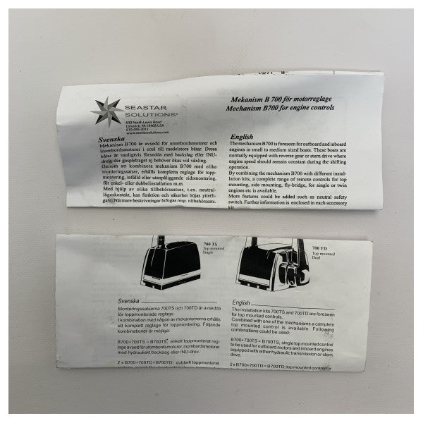 DOMETIC SEASTAR A80 Top Mount un solo motor Morse Morse Control - 9065001