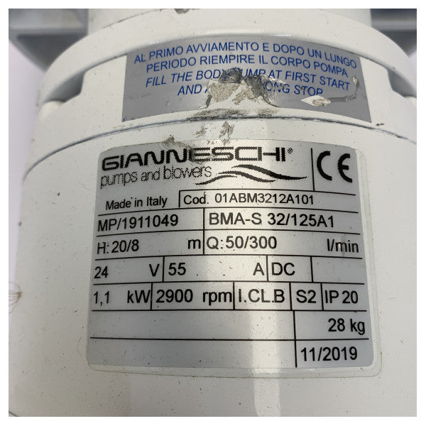 Gianneschi BMA-S 32/125 A1 Selvprimende Messingpumpe 24V 1.1 kW