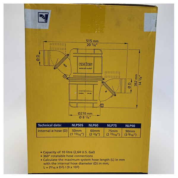 Vetus NLP60 Waterlock Udstødningspotte - Lyddæmper - 60 MM