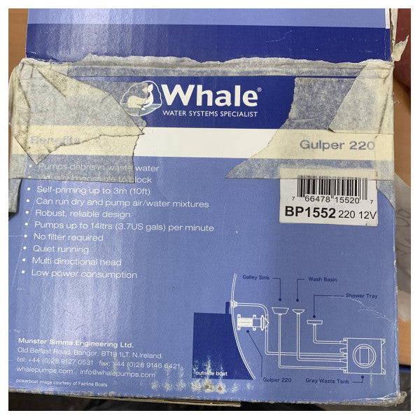 Wal-Gulper 220 Schwarz Wasser 12V - Duschtoilette und Bilgepumpe - BP1552