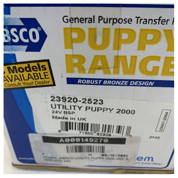 Jabsco Utility Puppy 2000 Impellerpumpe 24V 30L/min - 23920-2523