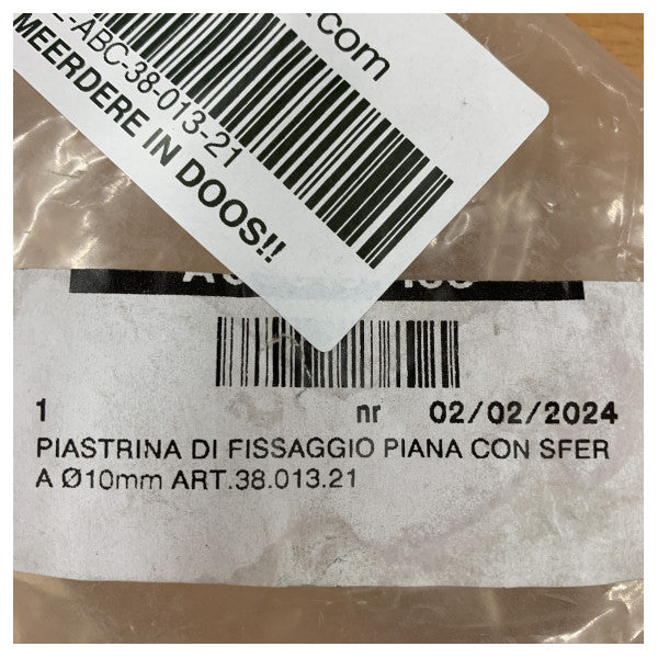 Πλάκα Στήριξης Flat με Μπάλα 10mm - Ανοξείδωτο Ατσάλι - 38.013.21