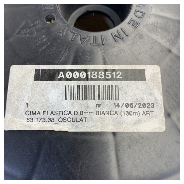 オスキュラティ ショックコードロープ ホワイト 8mm - 100m ロール - ショックコード マリン - 63.173.08