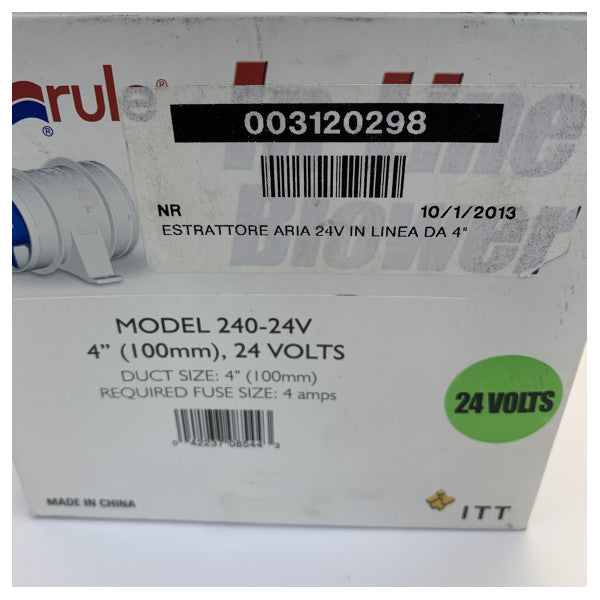 Regla 4 Pulgadas Extractor en Línea 24V Marino - 240-24V