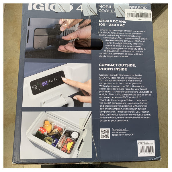 Компресорна охладителна кутия Igloo ICF40 40L, синя AC/DC 12/24/230V