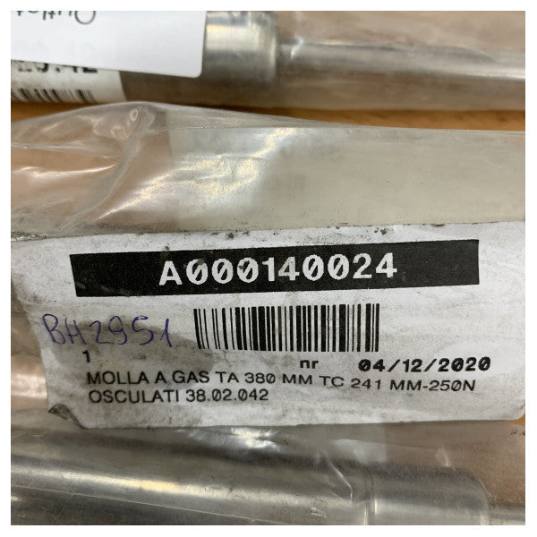 Оскулати морська газова пружина 380мм 250N - нержавіюча сталь 38.020.42