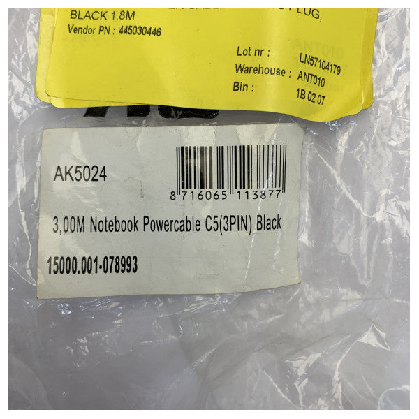 Cabo de Alimentação EU Schuko para Plugue C5 - 1,8m - K5024