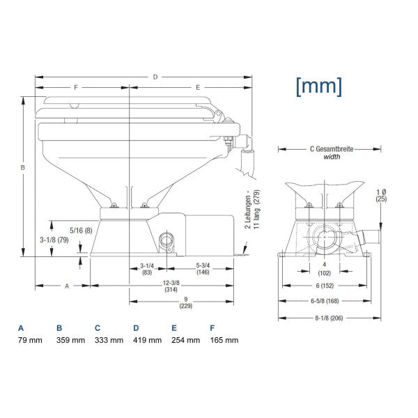 Jabsco Quiet Flush Compact Electric Still Toilet 24V - 37245-3094
