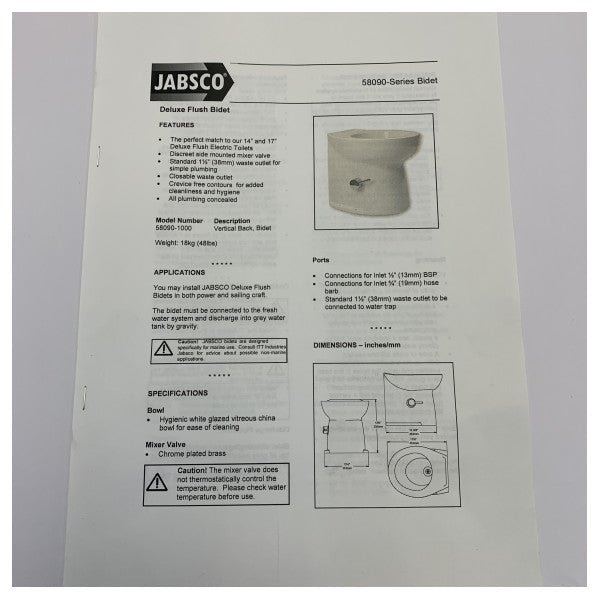 ジャブスコデラックスフラッシュビデ17インチマリン - フロアマウント - 58090-1000