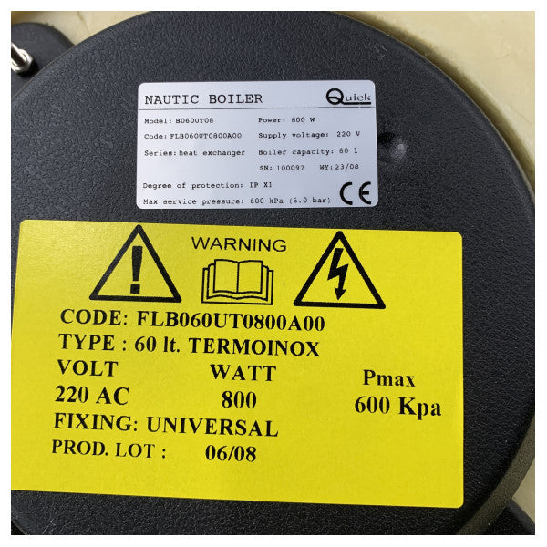 Quick Sigmar Marine 60L Boiler 230V 800W Stainless Steel